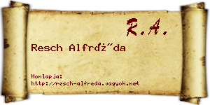 Resch Alfréda névjegykártya